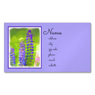 Carte De Visite Magnétique Peinture Lupine - Art Fleur Original