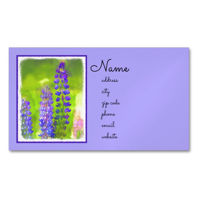 Carte De Visite Magnétique Peinture Lupine - Art Fleur Original (devant)