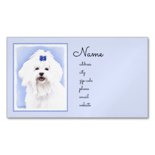 Carte De Visite Magnétique Peinture maltaise - Joli art original pour chien