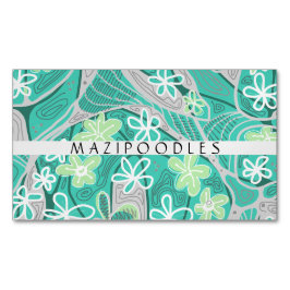 Carte De Visite Magnétique Personal Creative Floral Neuro Art Teal Green Gray