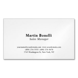 Carte De Visite Magnétique Personnalisé Professionnel Classique Noir & Blanc