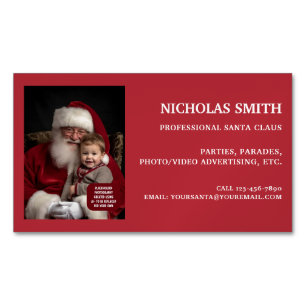 Carte De Visite Magnétique Photo de Père Noël professionnel de Noël