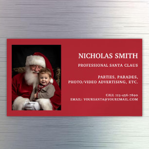 Carte De Visite Magnétique Photo de Père Noël professionnel de Noël