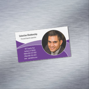 Carte De Visite Magnétique Photo personnalisée Abstrait Purple Security Profe