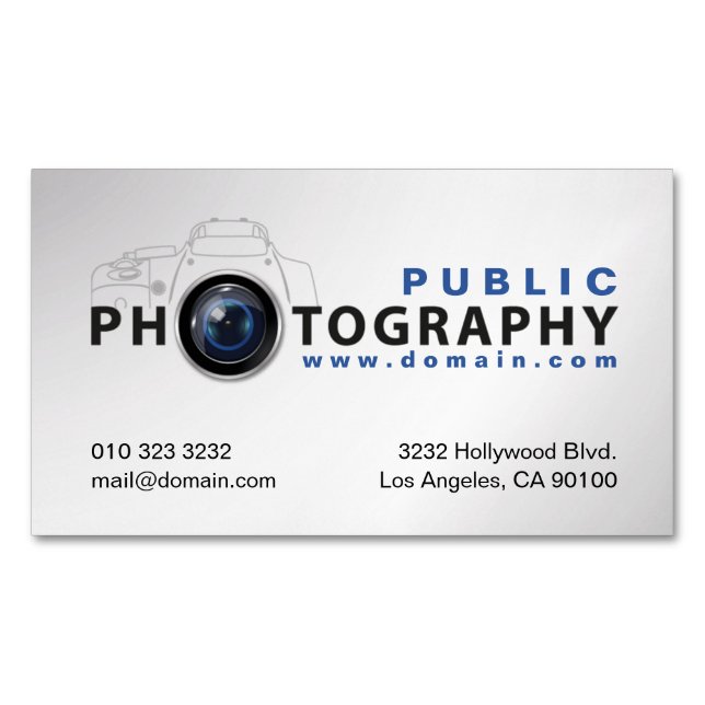Carte De Visite Magnétique Photographes Photographes Camera Lens (devant)