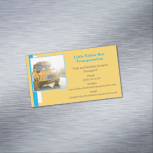 Carte De Visite Magnétique Pilote de bus de l'école jaune bleu