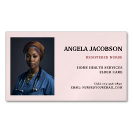 Carte De Visite Magnétique Pink Health Professional Nurse Photo