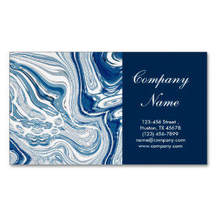 Carte De Visite Magnétique plage marine océan aquarelle marbre bleu