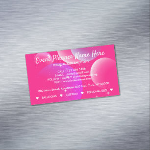 Carte De Visite Magnétique Plan de fête d'événement Ballons Décor Rose