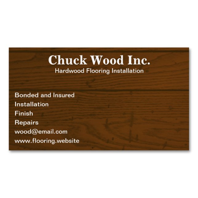Carte De Visite Magnétique Planchers de bois | Faux Wood (devant)