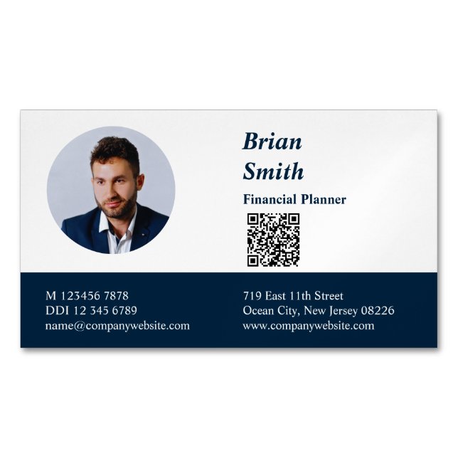 Carte De Visite Magnétique Planificateur financier professionnel QR Code bleu (devant)