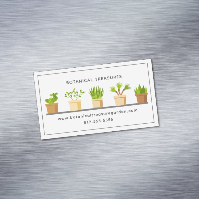 Carte De Visite Magnétique Plante Nursery Jardin Moderne Botaniste Succulents (In Situ)
