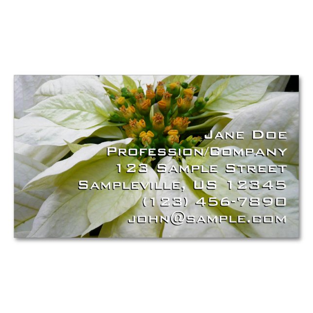 Carte De Visite Magnétique Poinsettia Elegant Christmas Holiday Floral (devant)