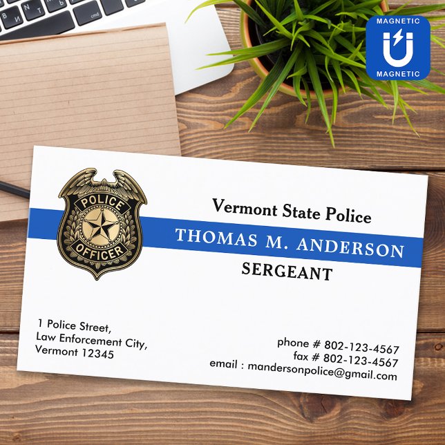 Carte De Visite Magnétique Police Application Custom Logo Badge Officier de p (Créateur téléchargé)