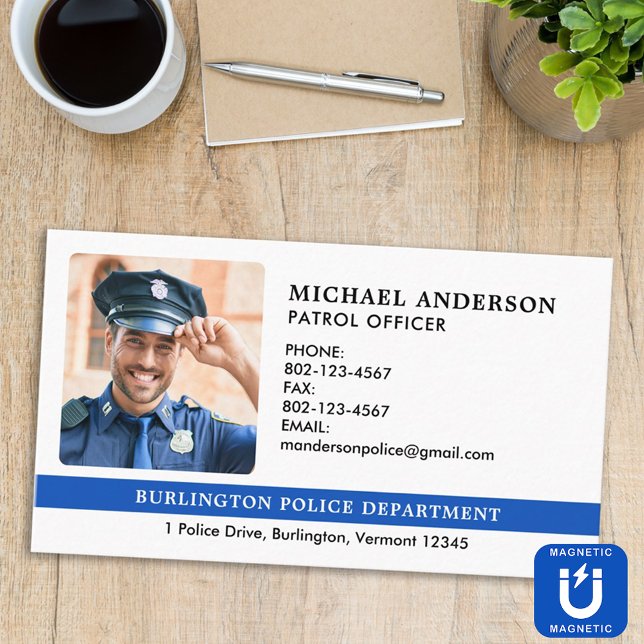 Carte De Visite Magnétique Police Officier Service D'Application De La Loi Pe (Créateur téléchargé)