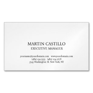 Carte De Visite Magnétique Police Serif Moderne Élégant Noir Blanc