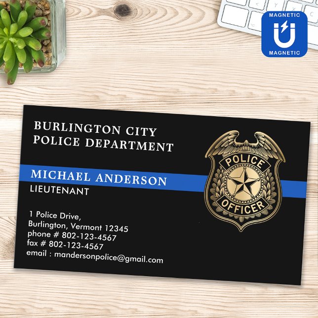 Carte De Visite Magnétique Police Service Personnalisé Emblème L'Application  (Créateur téléchargé)
