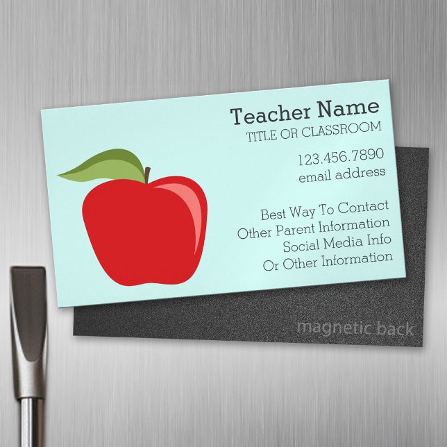 Carte De Visite Magnétique Pomme de professeur personnalisée avec Apple moder (Custom Business Card Magnet)
