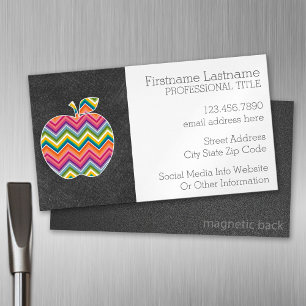 Carte De Visite Magnétique Pomme enseignant personnalisée avec Motif Chevron 