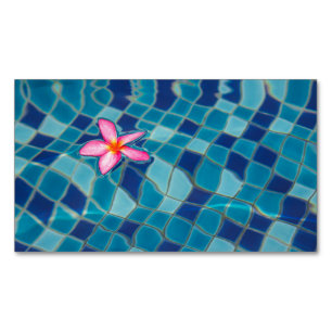Carte De Visite Magnétique Pool party blues rose fleur flottante couleur pop