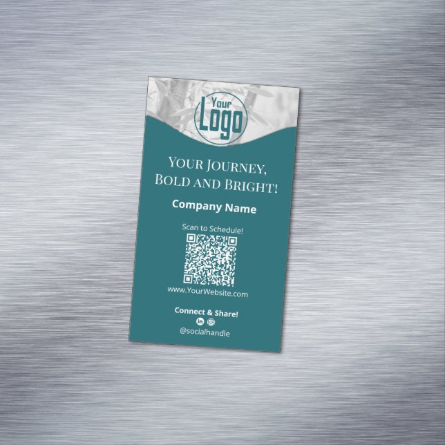 Carte De Visite Magnétique Portrait Turquoise White Life Coach Company (In Situ)