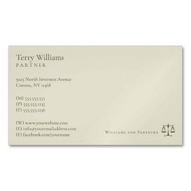 Carte De Visite Magnétique Procureur | Avocat professionnel (devant)