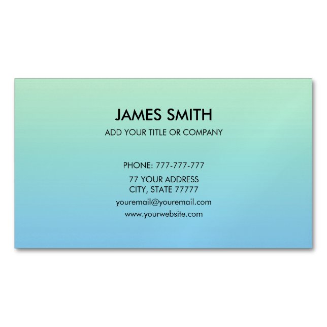 Carte De Visite Magnétique Professionnel Gradient Pale Green Blue (devant)
