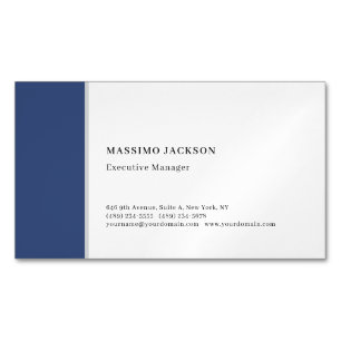 Carte De Visite Magnétique Professionnel minimaliste moderne bleu blanc
