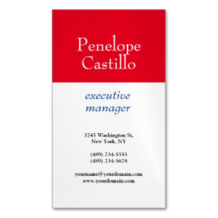 Carte De Visite Magnétique Professionnel Moderne Simple Bleu Rouge Blanc