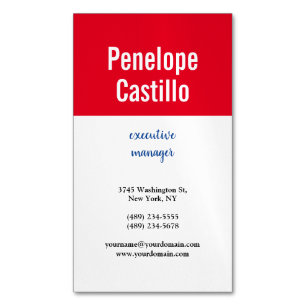 Carte De Visite Magnétique Professionnel Moderne Simple Bleu Rouge Blanc