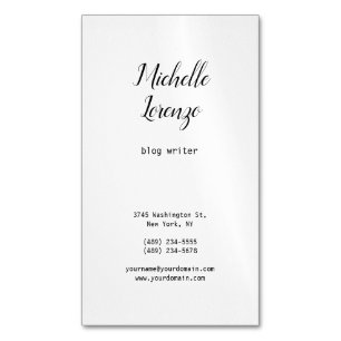 Carte De Visite Magnétique Professionnel Moderne Simple Noir & Blanc