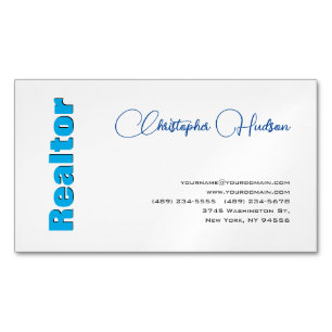 Carte De Visite Magnétique Professionnel Simple Réaliseur Immobilier Bleu Bla