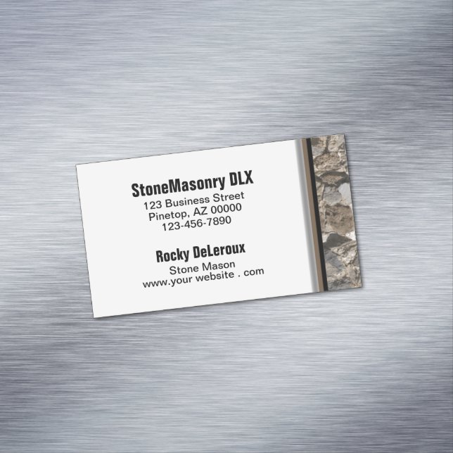 Carte De Visite Magnétique Professionnel Stonemason Rustic Rock Border (In Situ)
