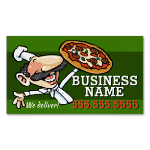 Carte De Visite Magnétique Promo personnalisable de restaurant de pizza de