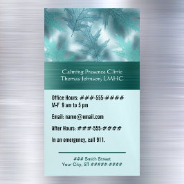 Carte De Visite Magnétique Psychothérapie ou conseillère Turquoise feuilleté 