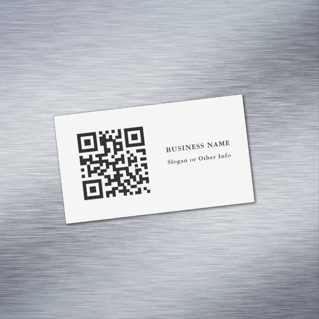 Carte De Visite Magnétique QR Code noir et blanc simple (In Situ)