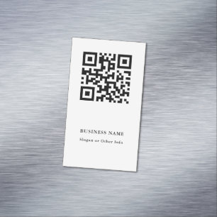 Carte De Visite Magnétique QR Code noir et blanc simple