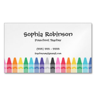 Carte De Visite Magnétique Rainbow Crayons Préscolaire Enseignant élémentaire