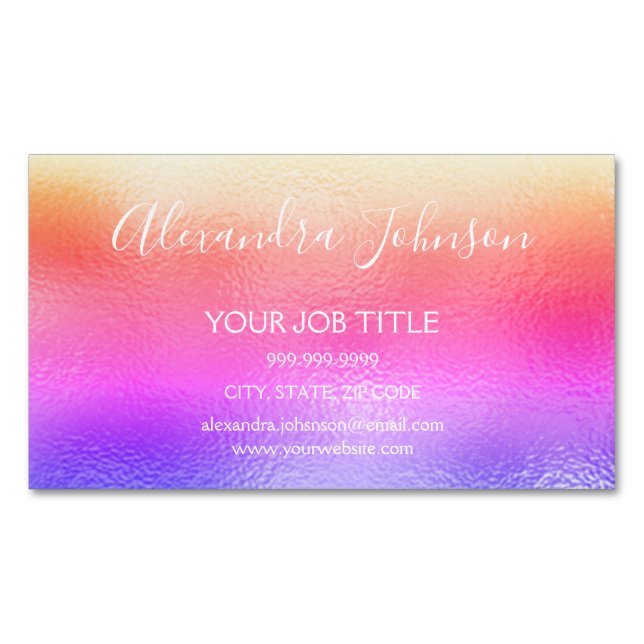 Carte De Visite Magnétique Rainbow Pastel Foil Business Professional (devant)