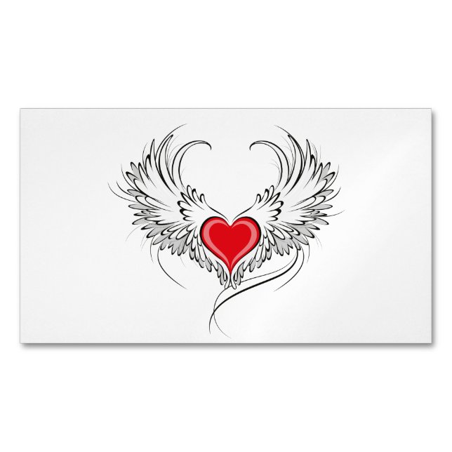 Carte De Visite Magnétique Red Angel Coeur avec ailes (devant)