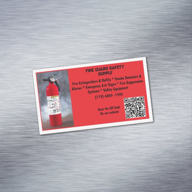 Carte De Visite Magnétique Red Fire Extinguisher Fire Safety   (In Situ)