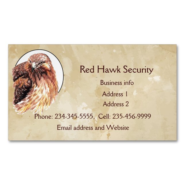 Carte De Visite Magnétique Red Hawk Custom Business Bird of Prey (devant)