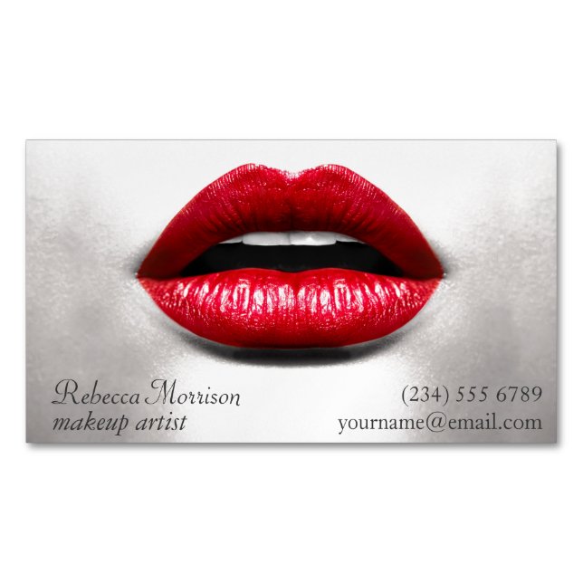Carte De Visite Magnétique Red Lips Retro Stylish Beauty - Artiste maquillage (devant)