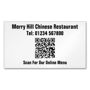 Carte De Visite Magnétique Restaurant en ligne Menu QR Code