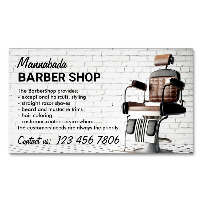Carte De Visite Magnétique Retro Barber Shop (devant)
