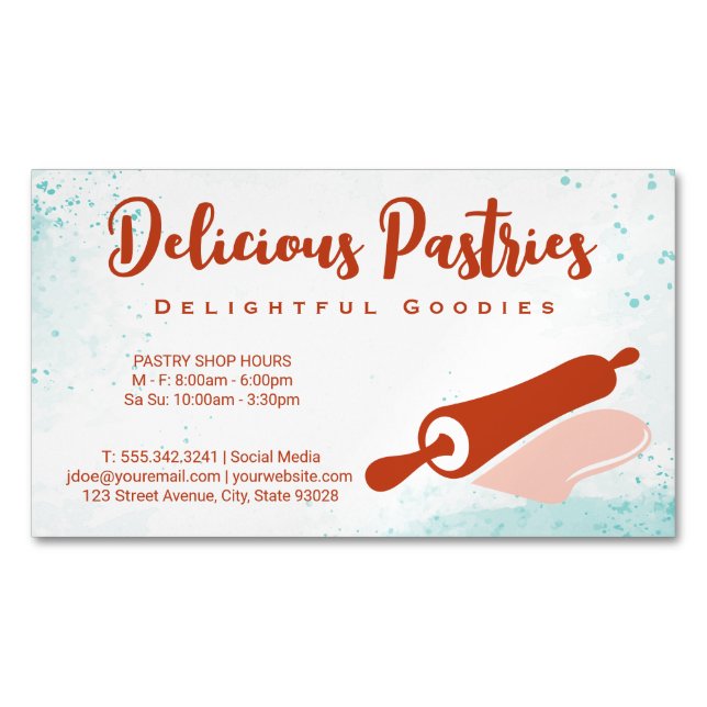 Carte De Visite Magnétique Rolling Pin Logo | Pastry (devant)