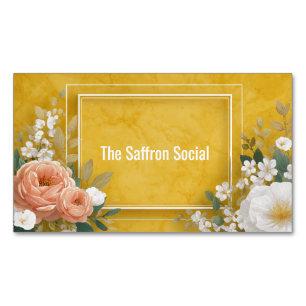 Carte De Visite Magnétique Roses Florales Aquarelle Jaune Souci