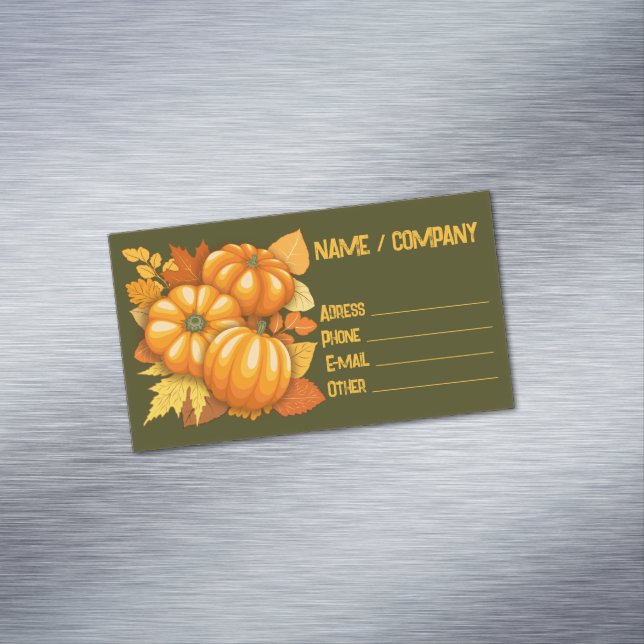 Carte De Visite Magnétique Saison d'automne Halloween Citrouille Motif (In Situ)