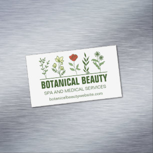 Carte De Visite Magnétique Salon de Spa Botanique Beau Vert Floral