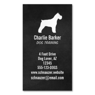 Carte De Visite Magnétique Schnauzer Chien Silhouette Style Tableau noir vert